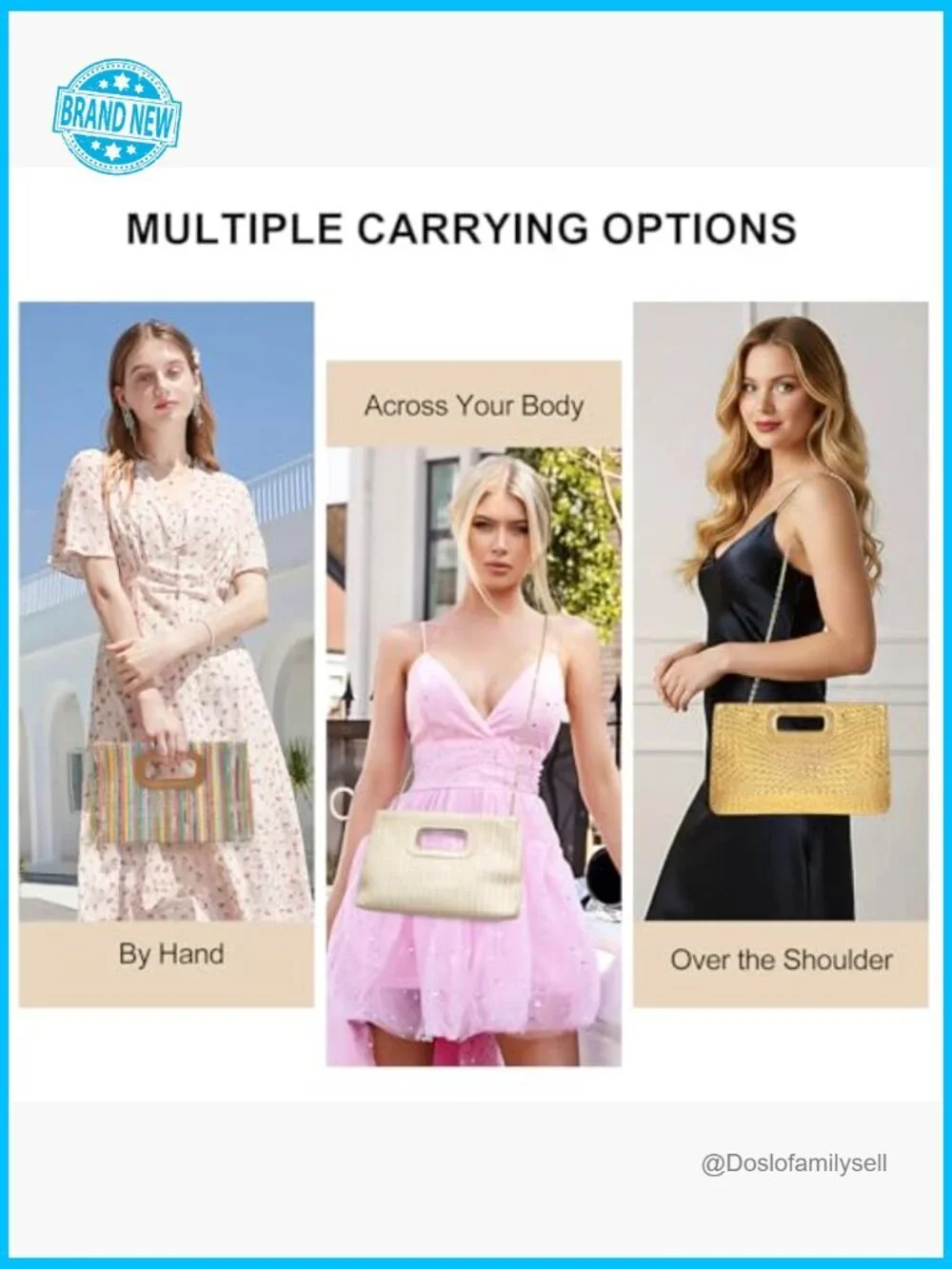 Straw Clutch Handbag Woven Bohemian Top Handle Crossbody Beach Purse Shoulder